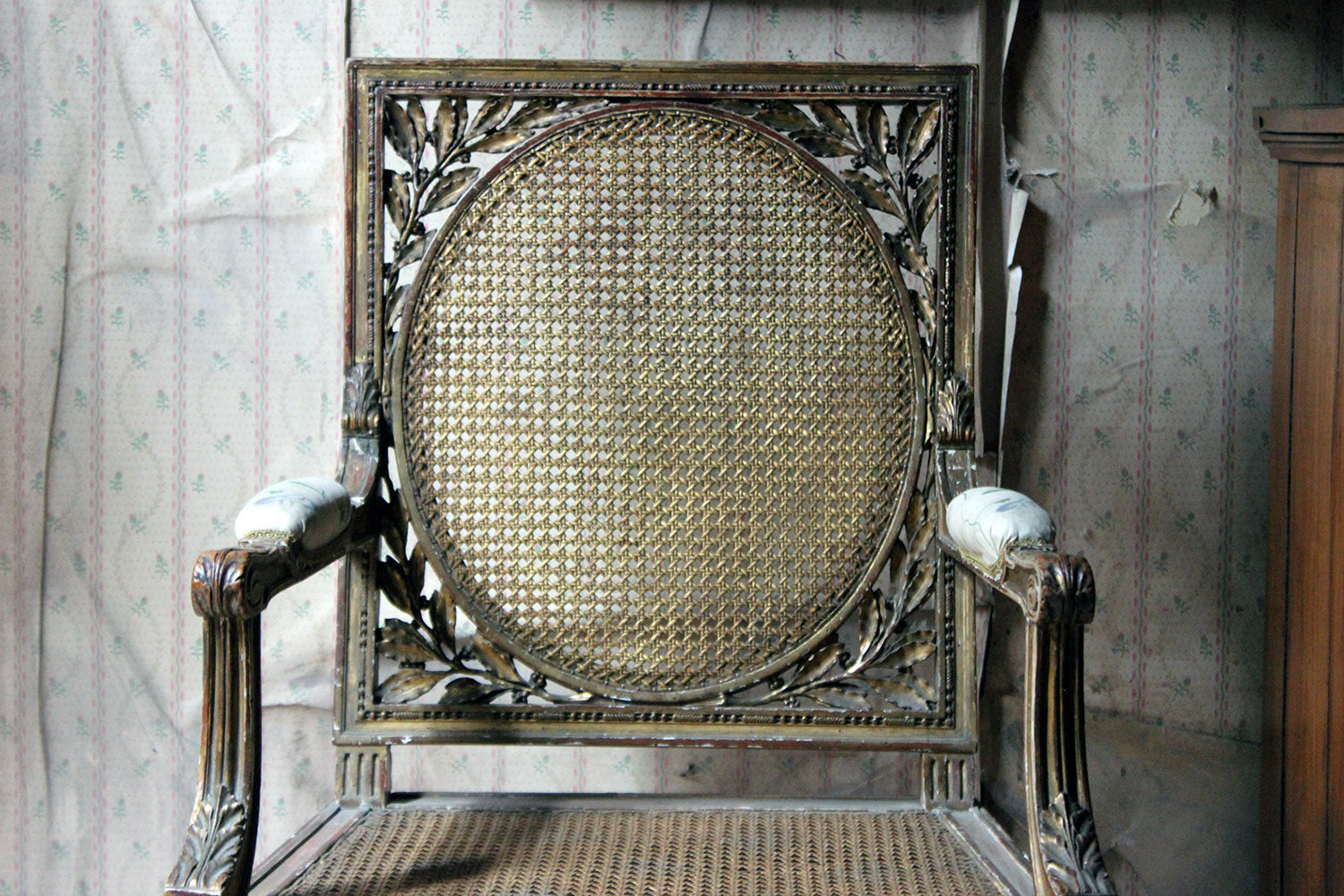 A 19thC French Carved Giltwood Open Armchair c.1880