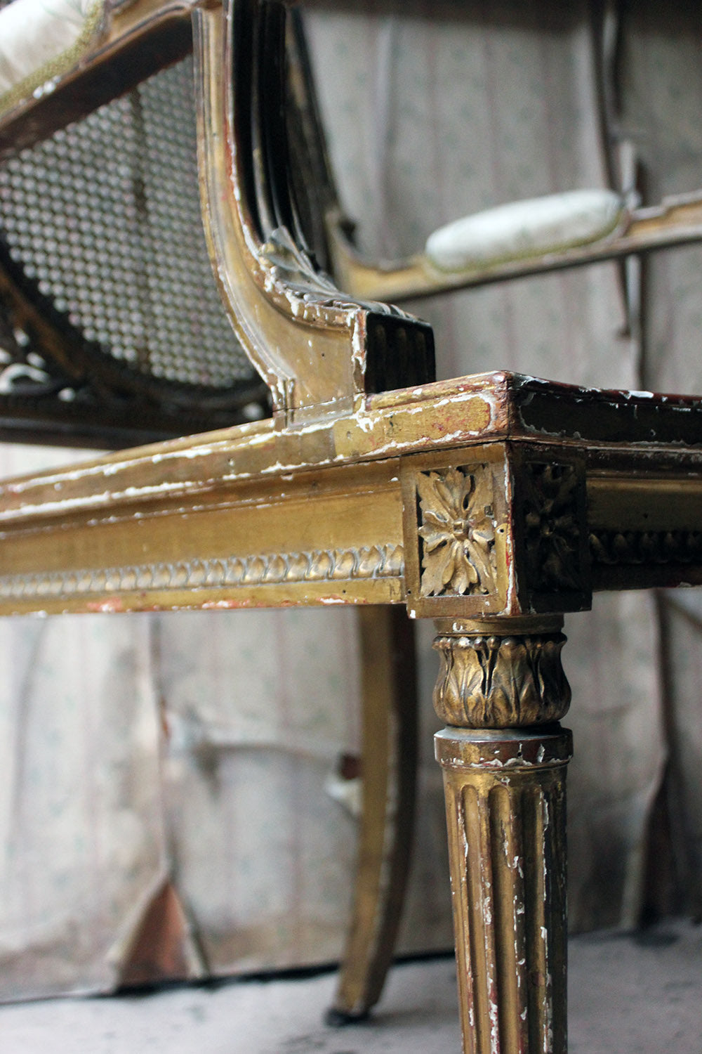 A 19thC French Carved Giltwood Open Armchair c.1880