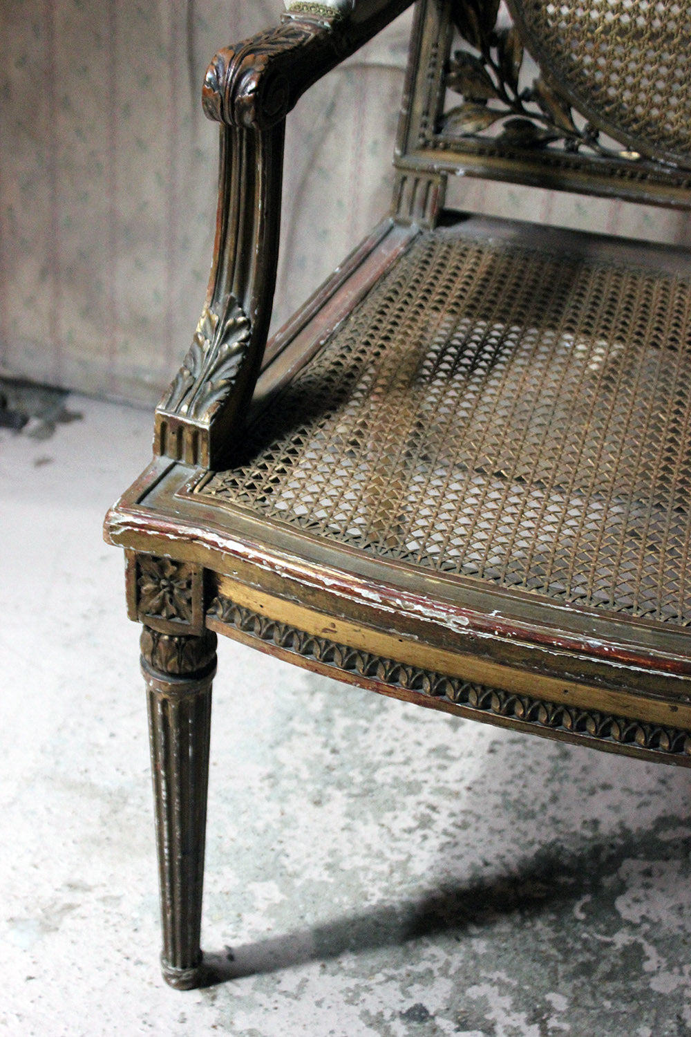 A 19thC French Carved Giltwood Open Armchair c.1880