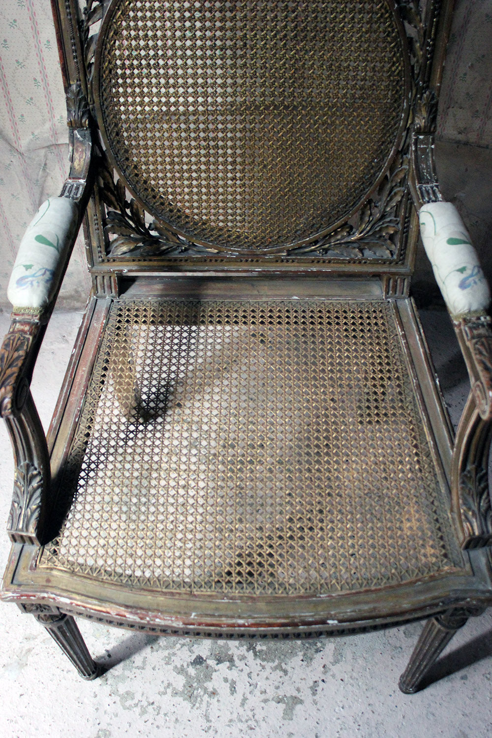 A 19thC French Carved Giltwood Open Armchair c.1880