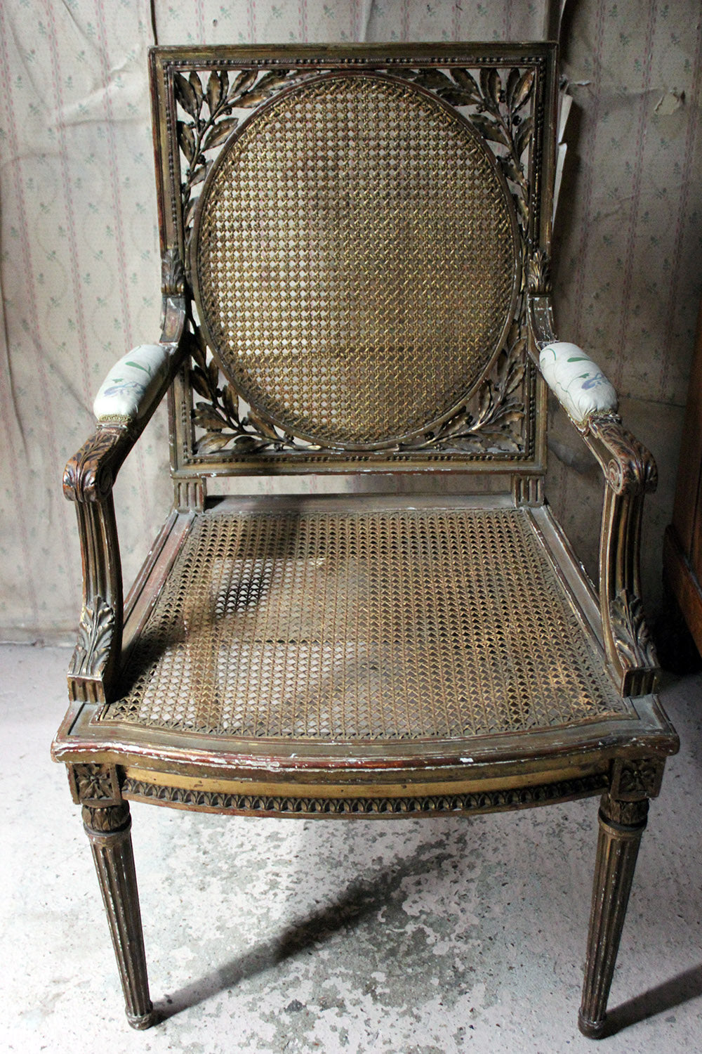 A 19thC French Carved Giltwood Open Armchair c.1880
