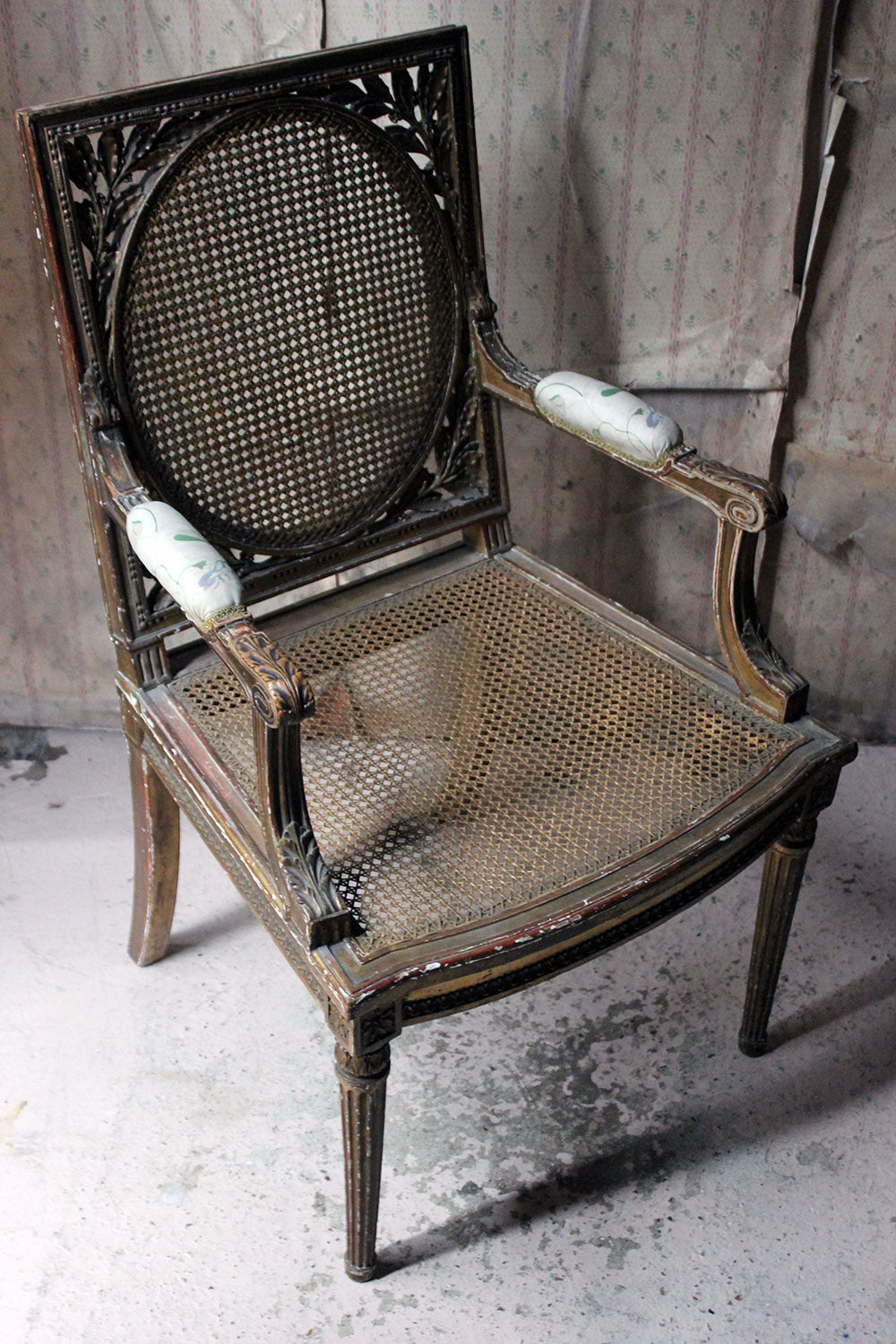 A 19thC French Carved Giltwood Open Armchair c.1880