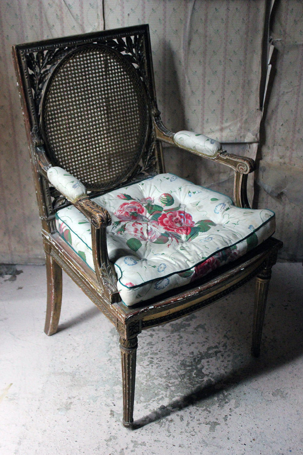A 19thC French Carved Giltwood Open Armchair c.1880