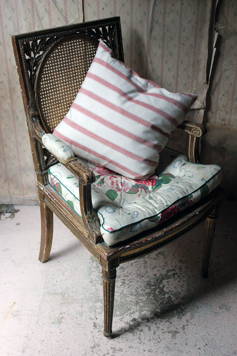 A 19thC French Carved Giltwood Open Armchair c.1880