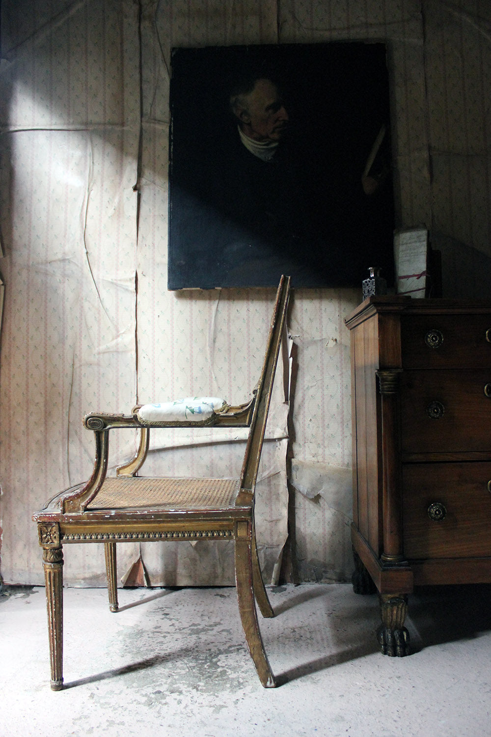 A 19thC French Carved Giltwood Open Armchair c.1880