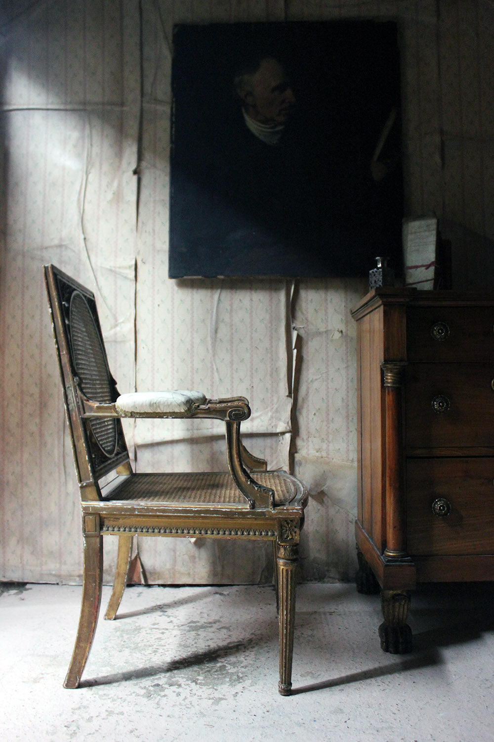 A 19thC French Carved Giltwood Open Armchair c.1880