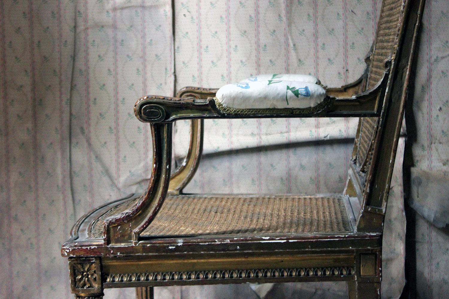 A 19thC French Carved Giltwood Open Armchair c.1880