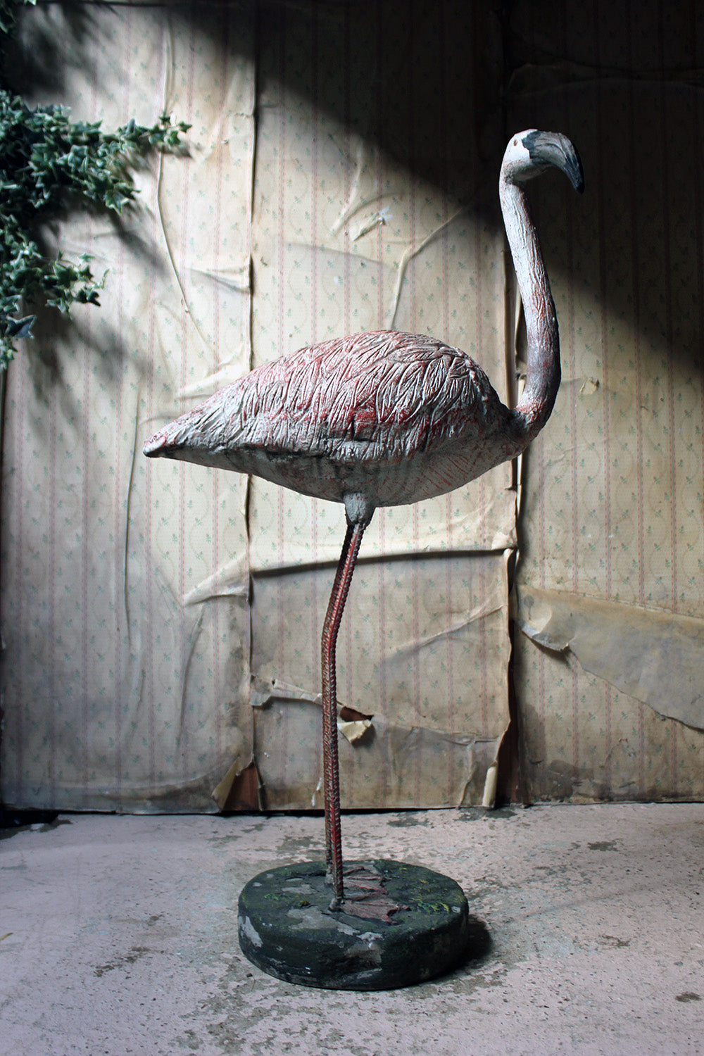 A French Mid-20thC Painted Garden Statue of a Greater Flamingo