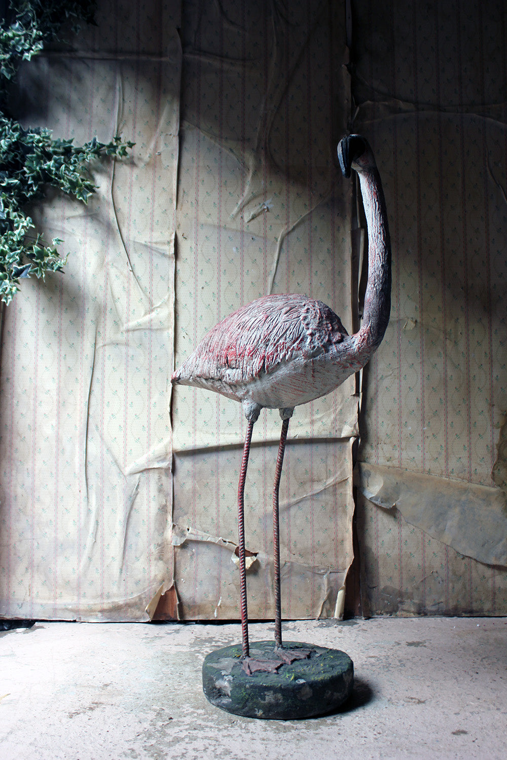 A French Mid-20thC Painted Garden Statue of a Greater Flamingo