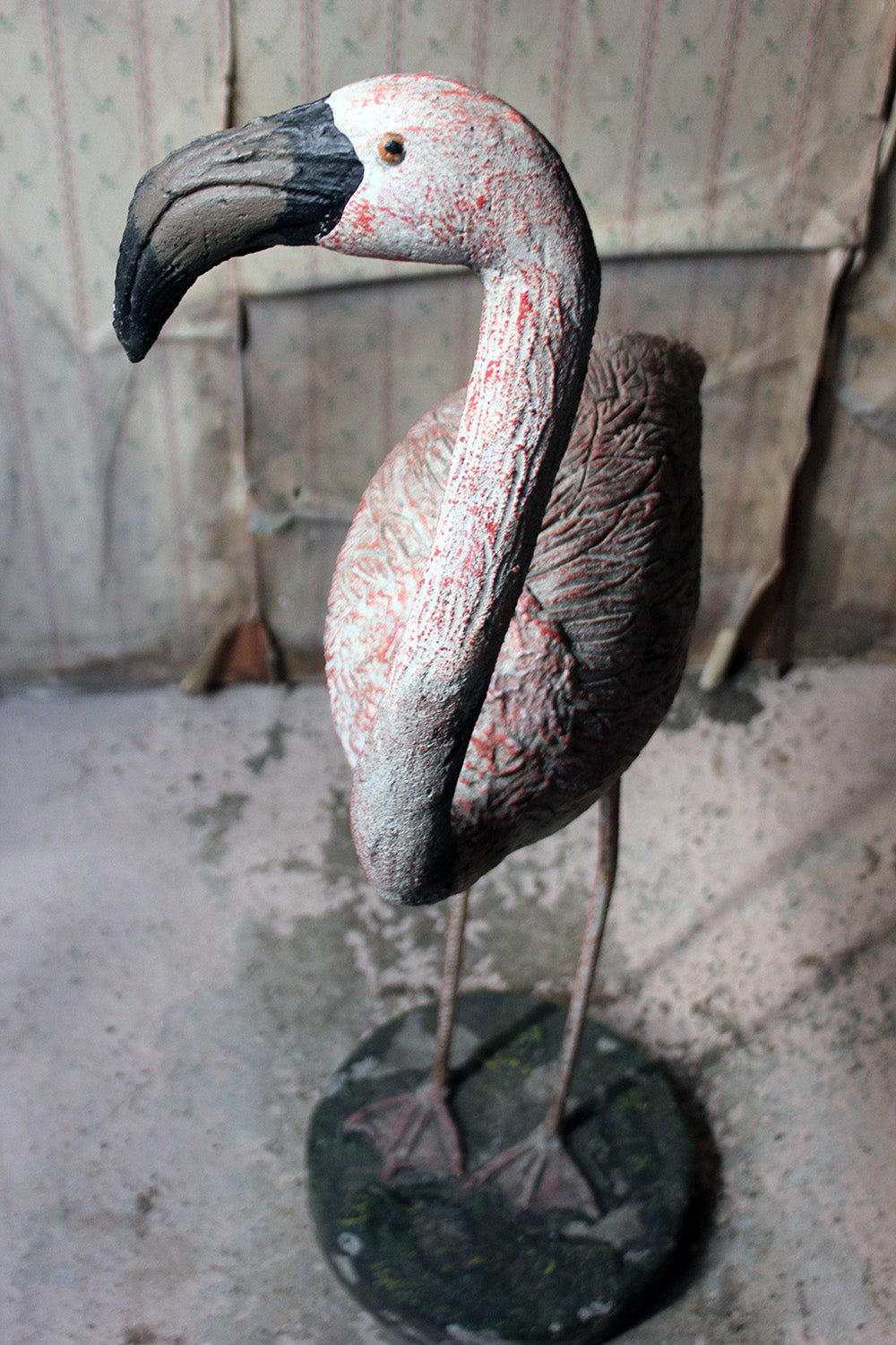A French Mid-20thC Painted Garden Statue of a Greater Flamingo