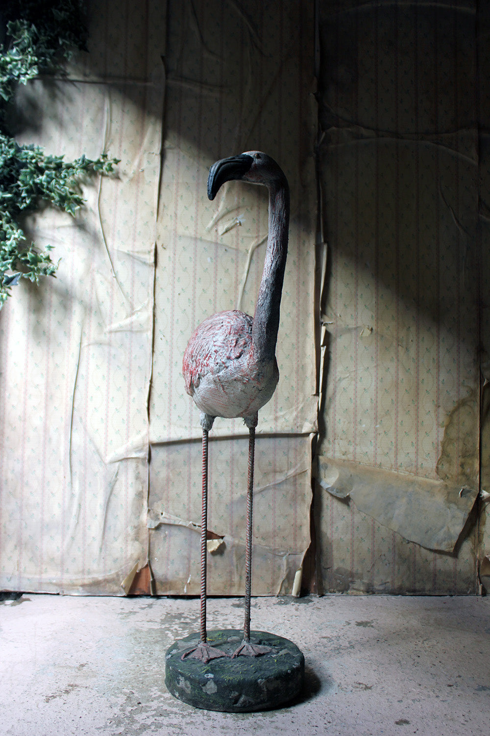 A French Mid-20thC Painted Garden Statue of a Greater Flamingo