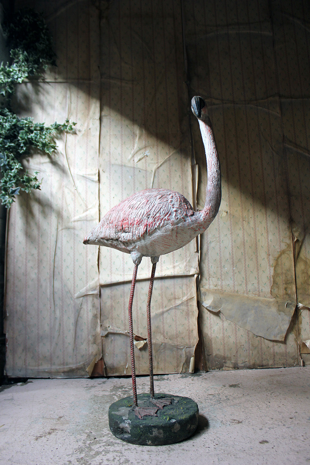 A French Mid-20thC Painted Garden Statue of a Greater Flamingo