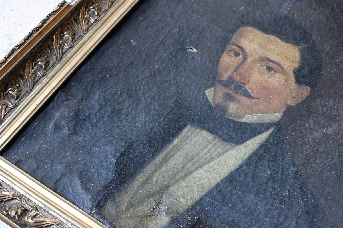 A 19thC French School Oil on Canvas Portrait of a Moustachioed Gentleman c.1870-80