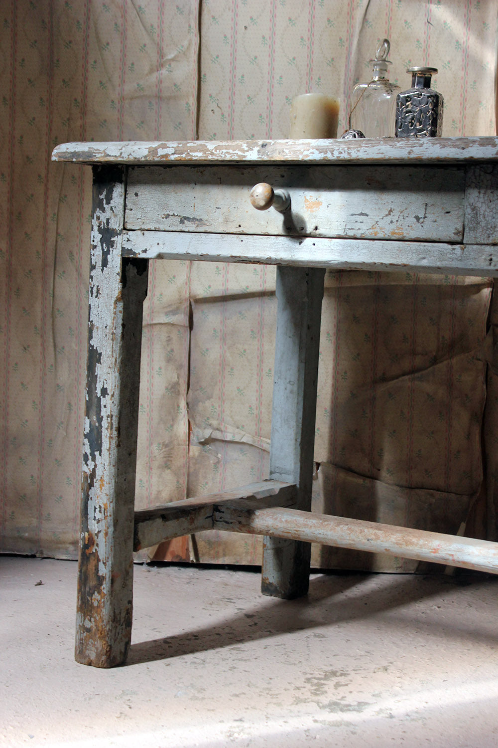 A French Provincial Painted Pine Side Table From a Potters Studio c.1900