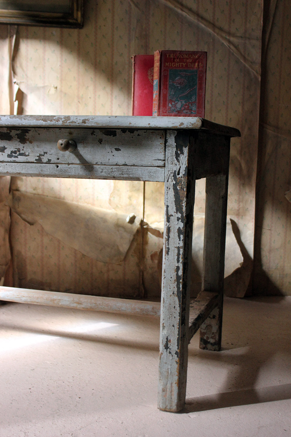 A French Provincial Painted Pine Side Table From a Potters Studio c.1900