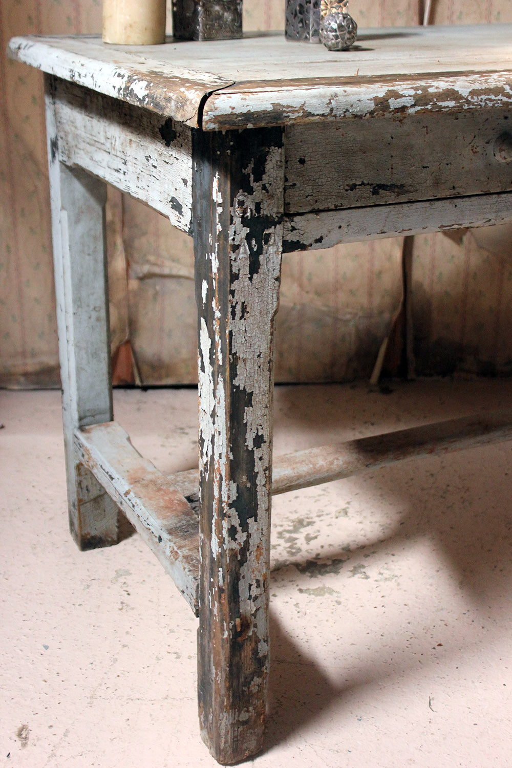 A French Provincial Painted Pine Side Table From a Potters Studio c.1900