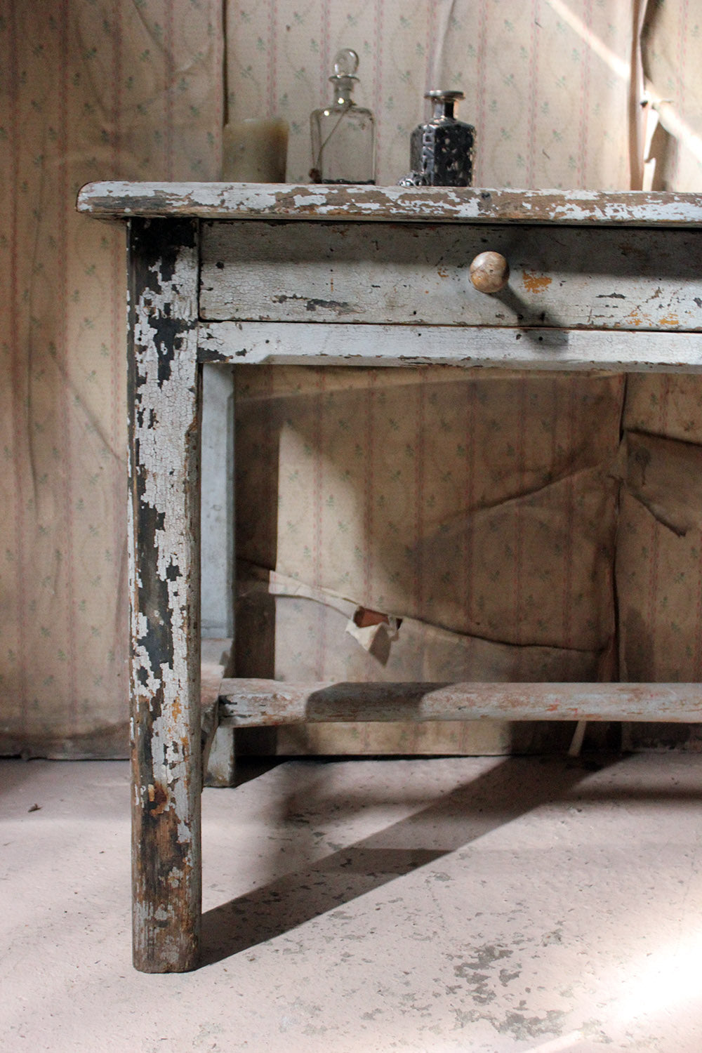 A French Provincial Painted Pine Side Table From a Potters Studio c.1900
