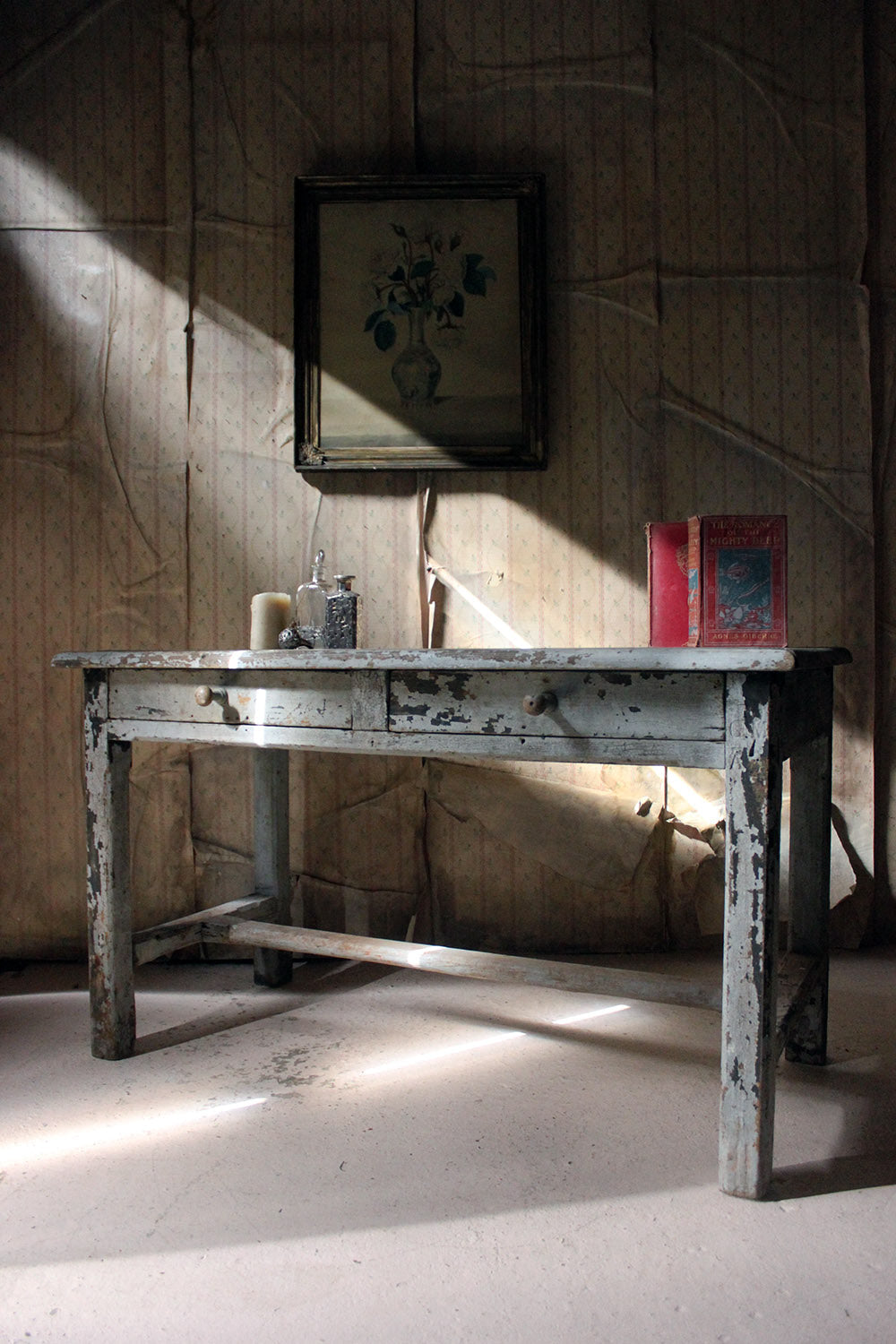 A French Provincial Painted Pine Side Table From a Potters Studio c.1900