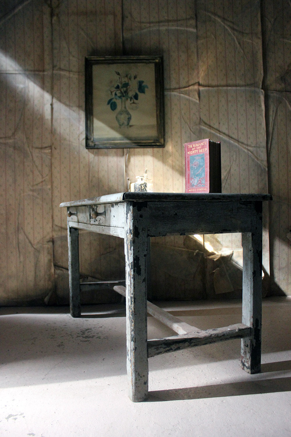 A French Provincial Painted Pine Side Table From a Potters Studio c.1900