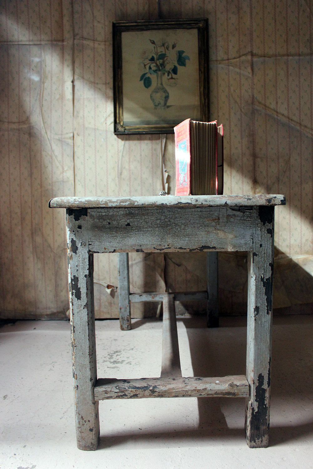 A French Provincial Painted Pine Side Table From a Potters Studio c.1900