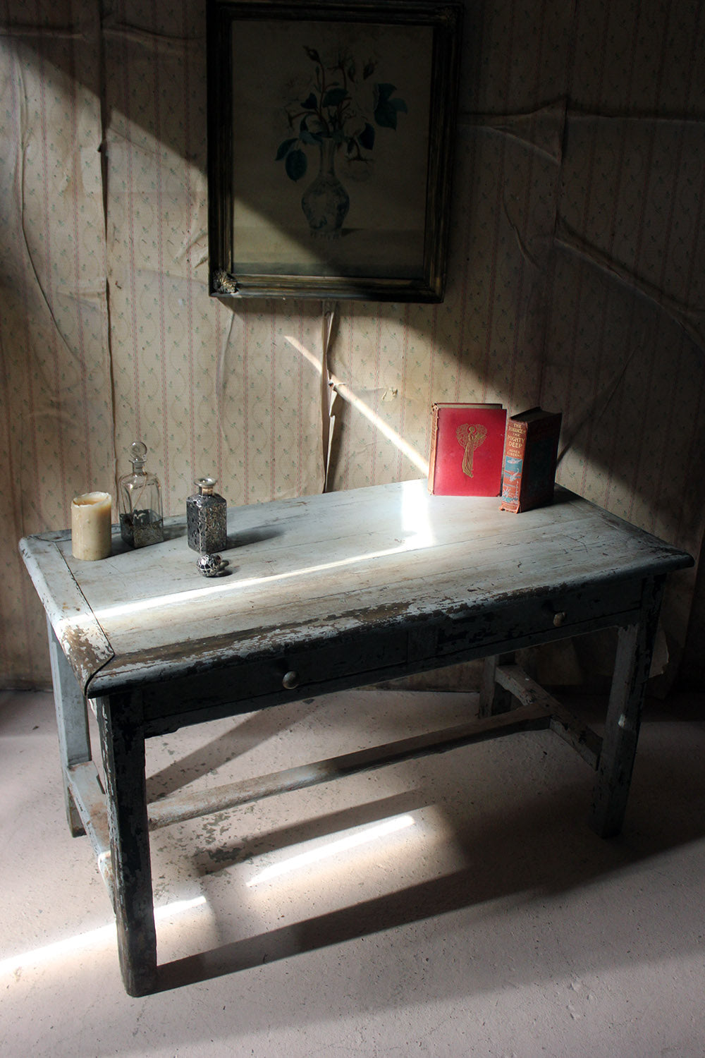 A French Provincial Painted Pine Side Table From a Potters Studio c.1900