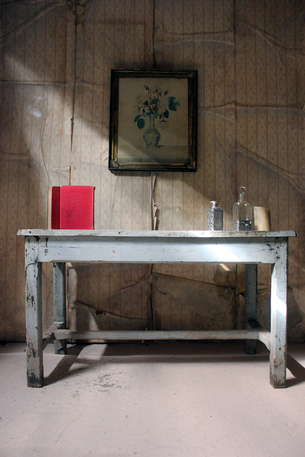 A French Provincial Painted Pine Side Table From a Potters Studio c.1900