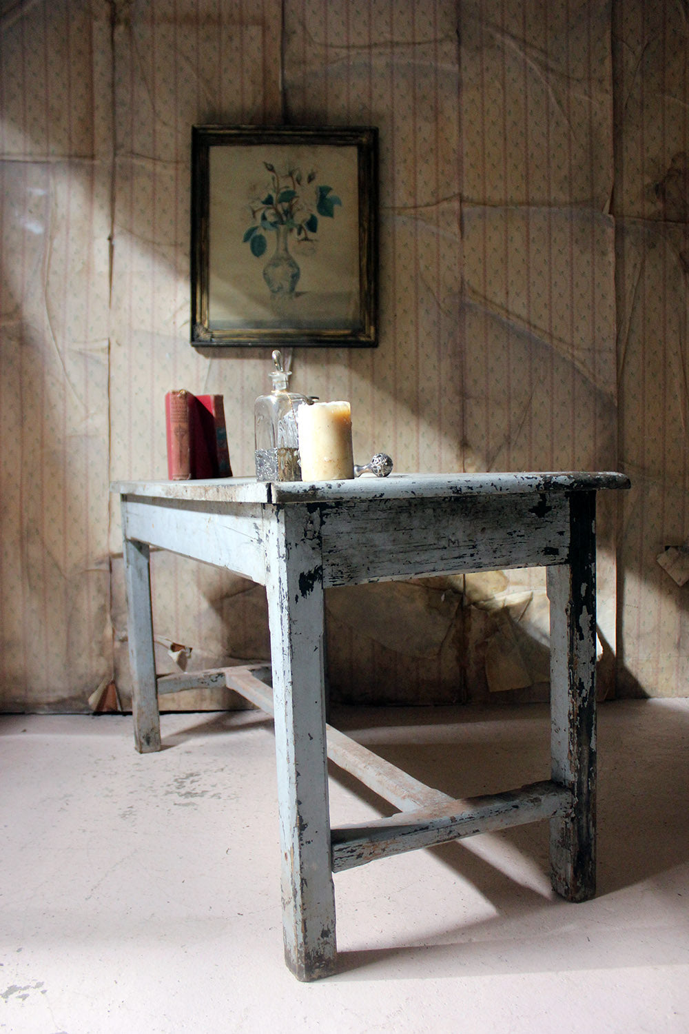 A French Provincial Painted Pine Side Table From a Potters Studio c.1900