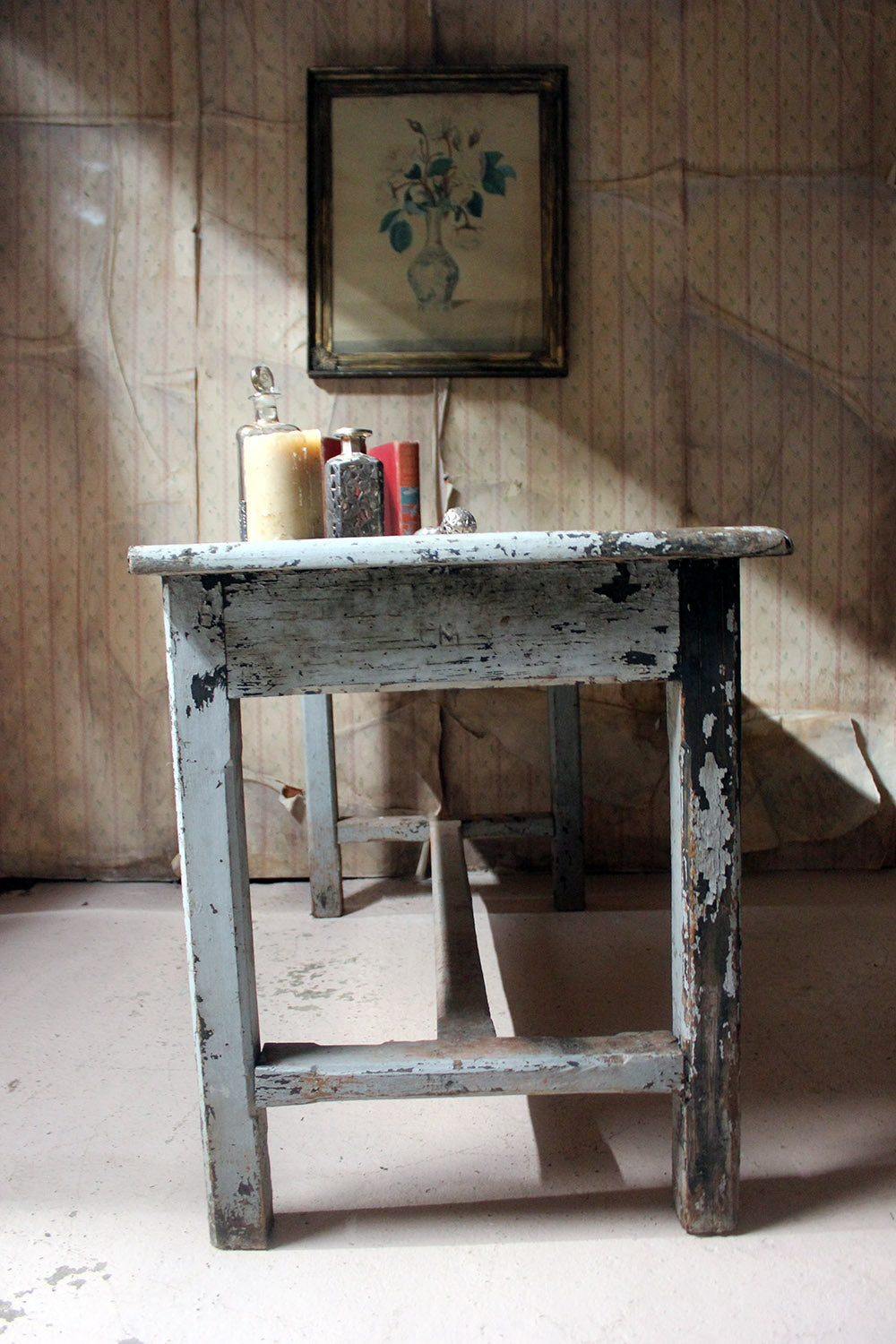 A French Provincial Painted Pine Side Table From a Potters Studio c.1900