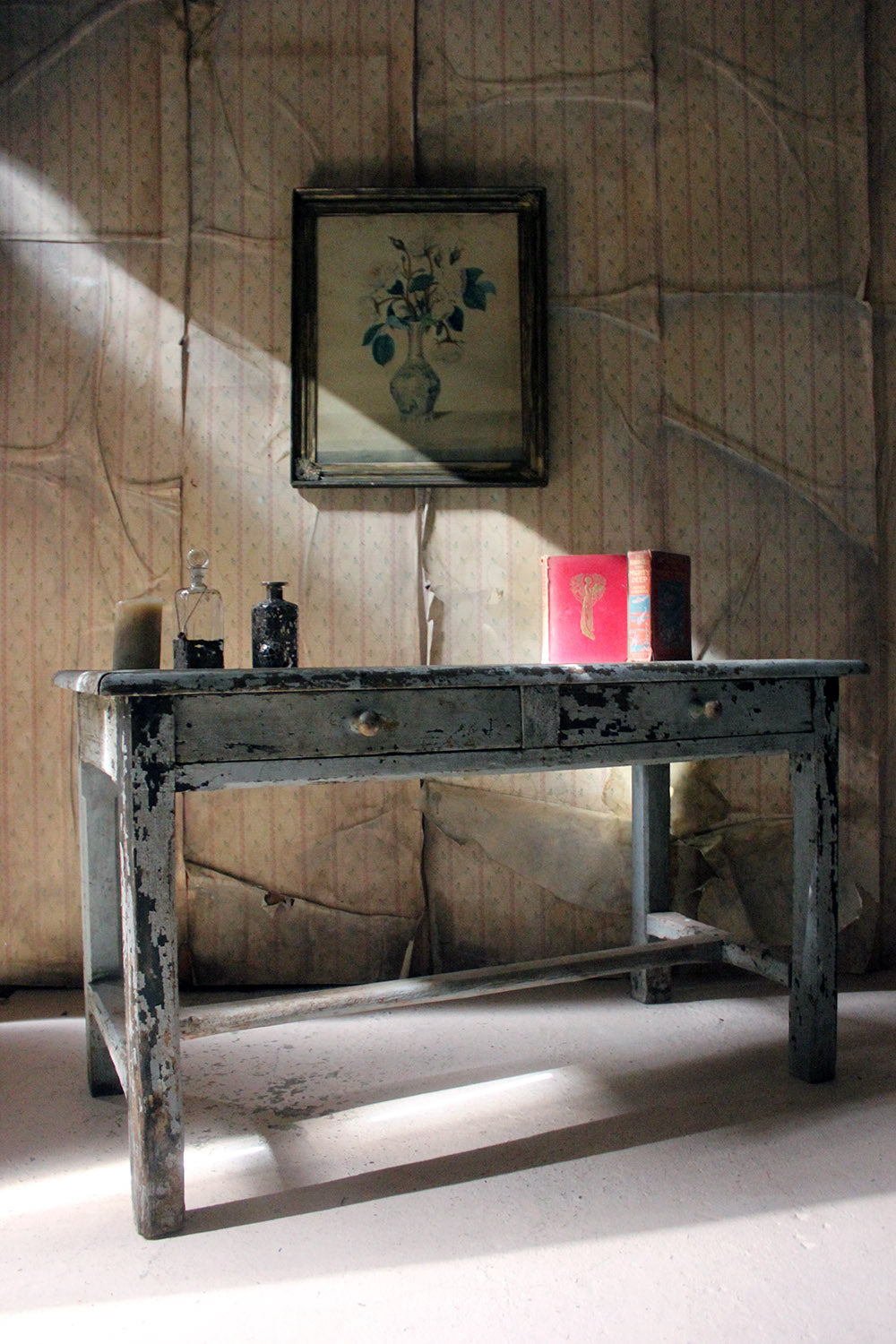 A French Provincial Painted Pine Side Table From a Potters Studio c.1900