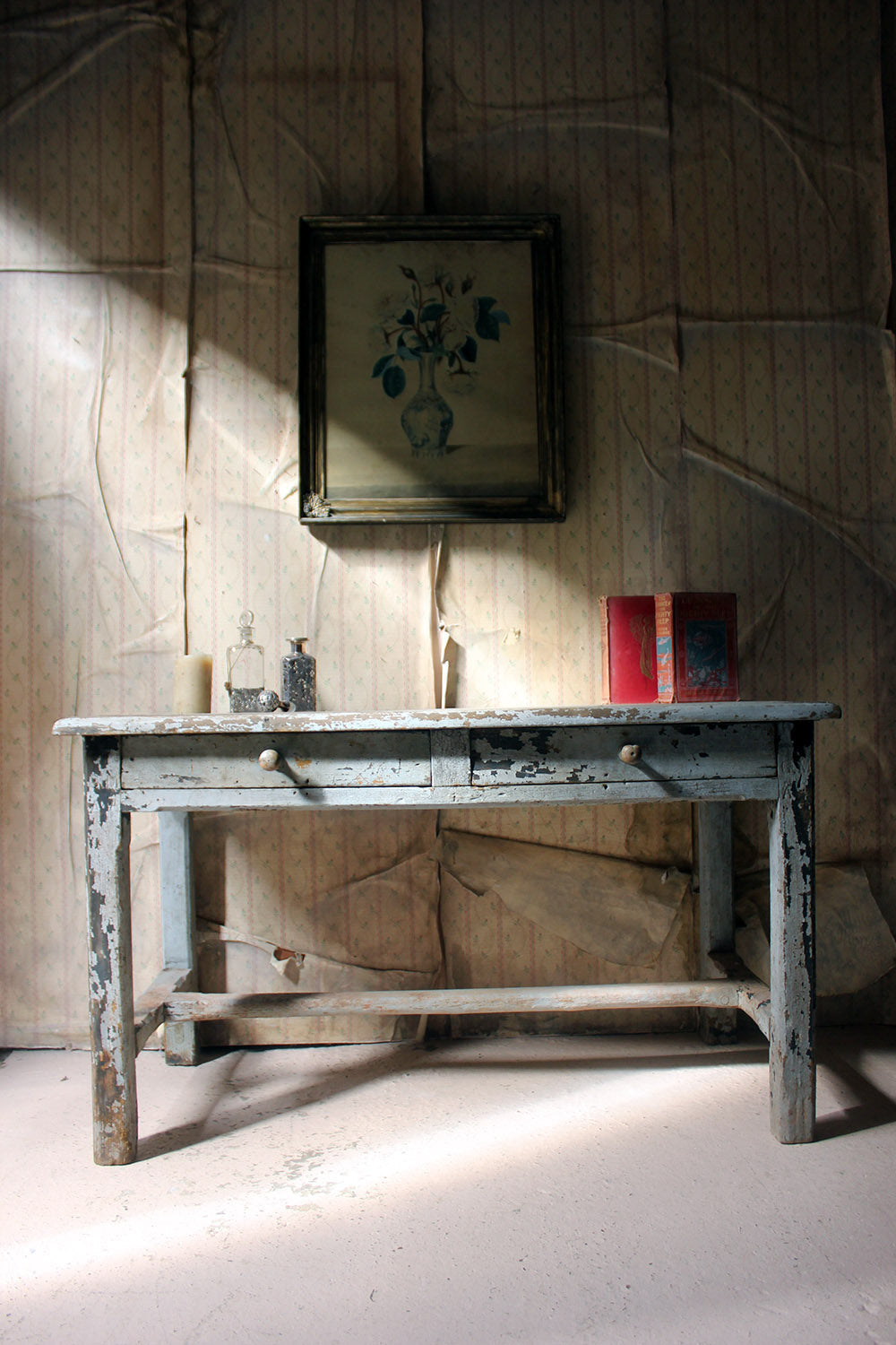 A French Provincial Painted Pine Side Table From a Potters Studio c.1900
