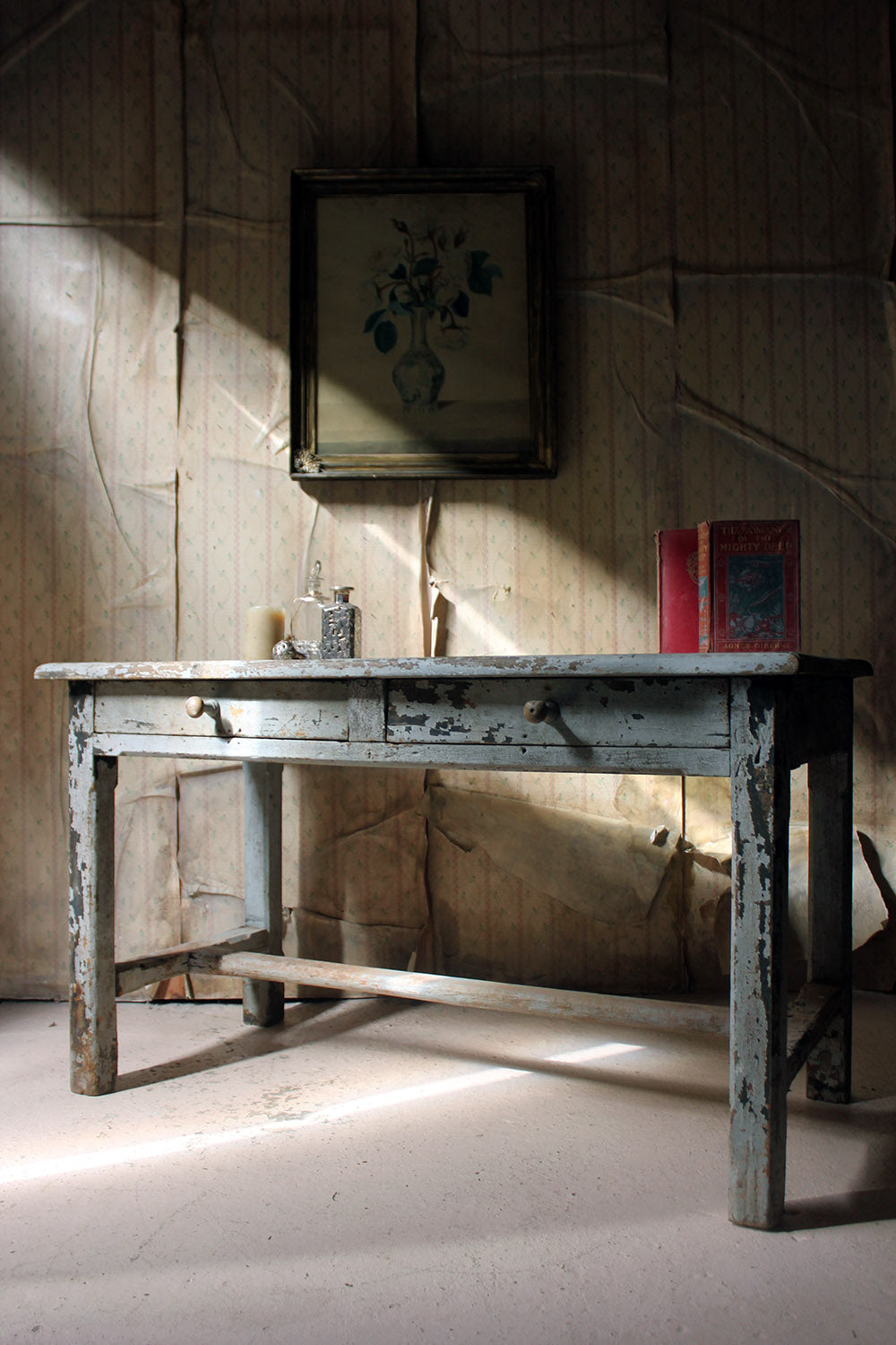 A French Provincial Painted Pine Side Table From a Potters Studio c.1900