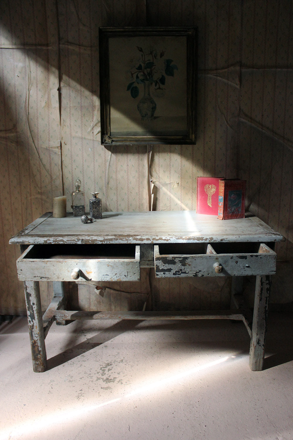 A French Provincial Painted Pine Side Table From a Potters Studio c.1900