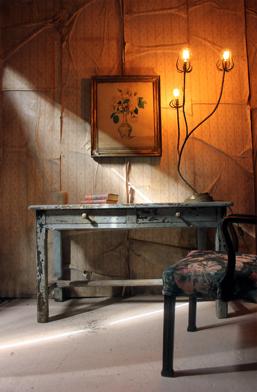 A French Provincial Painted Pine Side Table From a Potters Studio c.1900