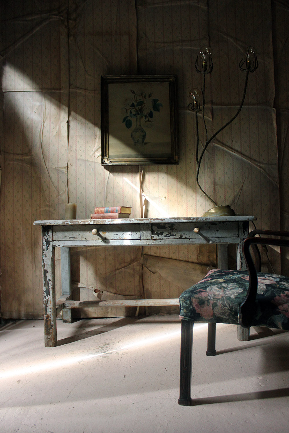 A French Provincial Painted Pine Side Table From a Potters Studio c.1900