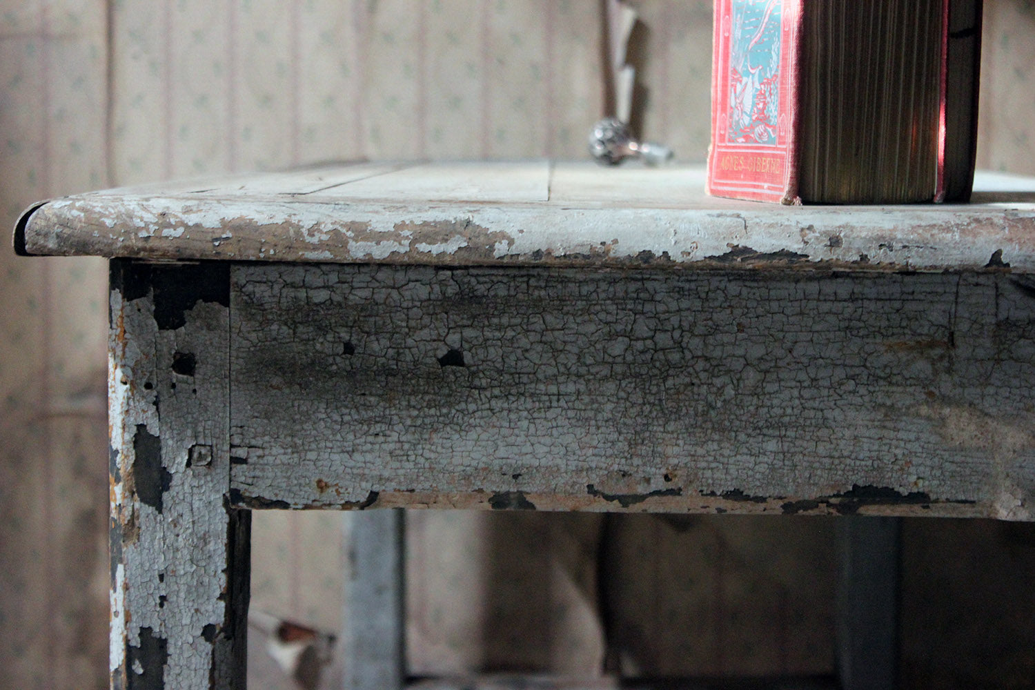 A French Provincial Painted Pine Side Table From a Potters Studio c.1900