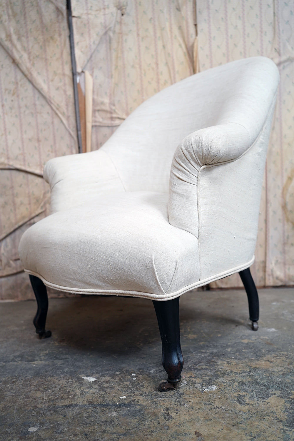 A French Napoleon III Upholstered Salon Armchair c.1870