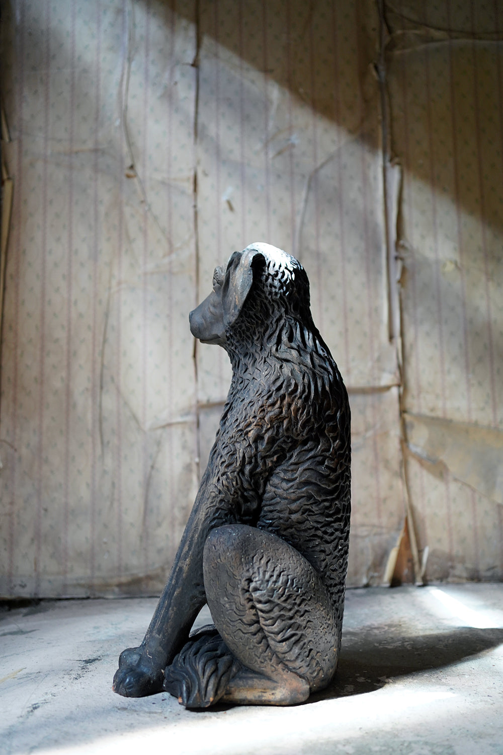 A French Animalier Bronzed Terracotta Sculpture of a Dog c.1900
