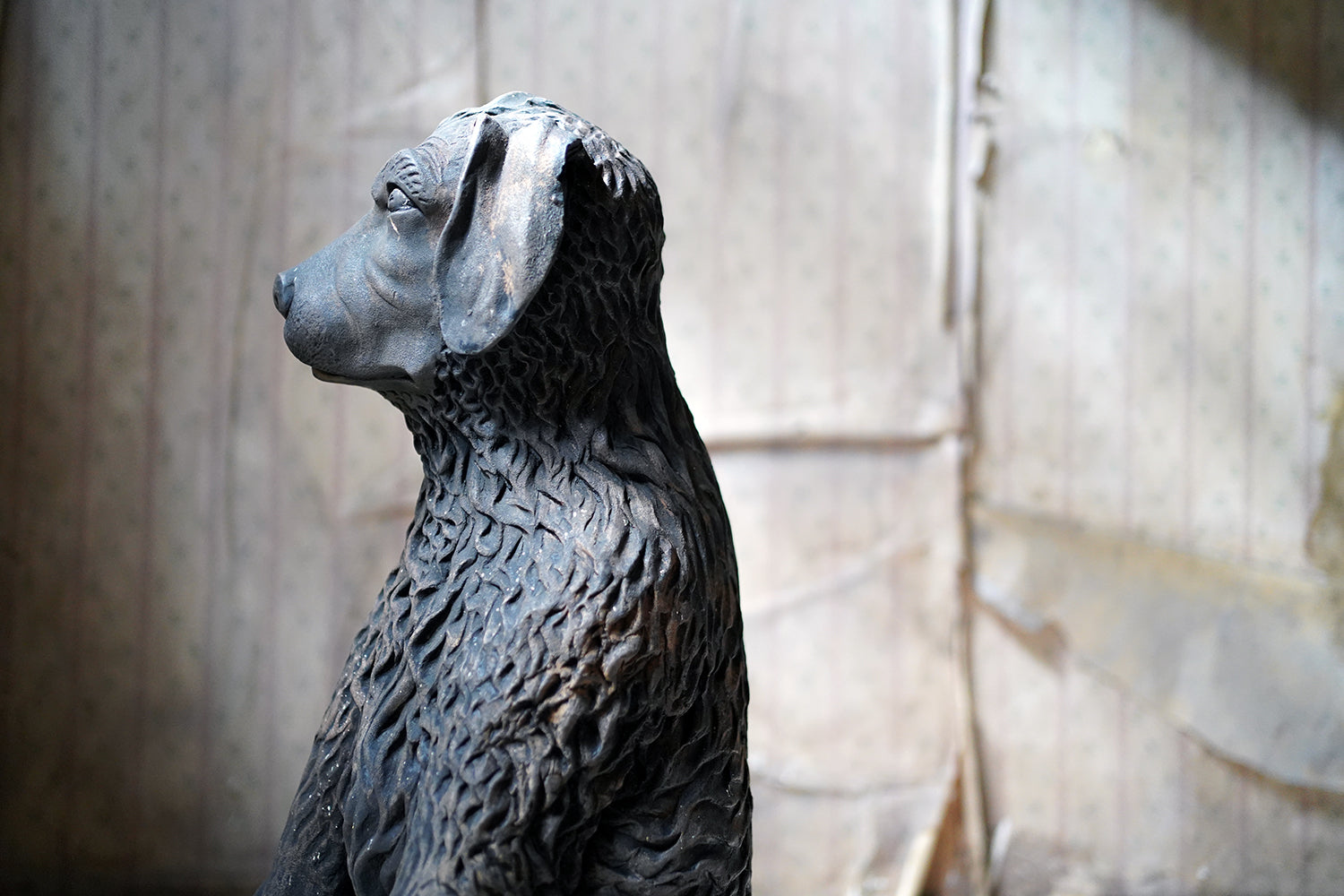 A French Animalier Bronzed Terracotta Sculpture of a Dog c.1900