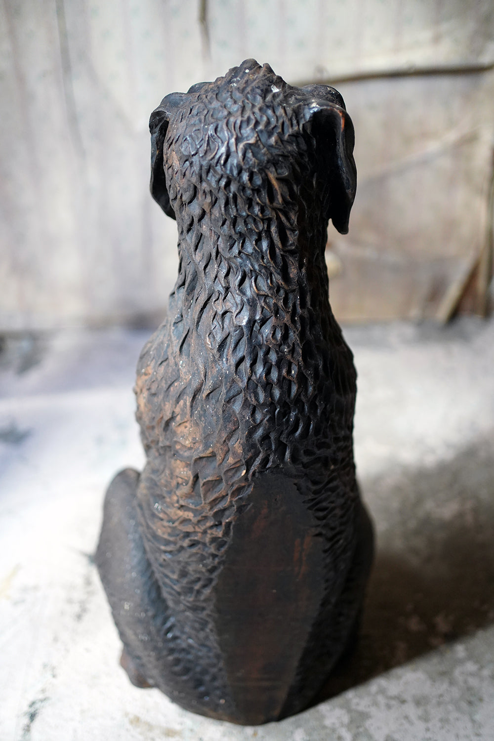 A French Animalier Bronzed Terracotta Sculpture of a Dog c.1900