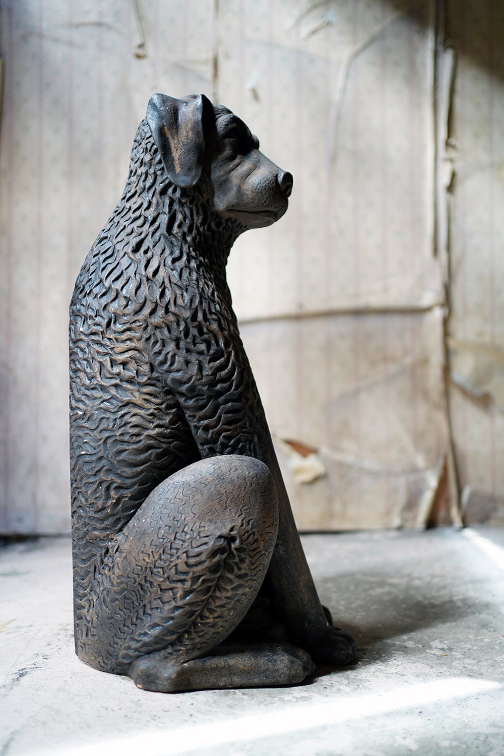 A French Animalier Bronzed Terracotta Sculpture of a Dog c.1900