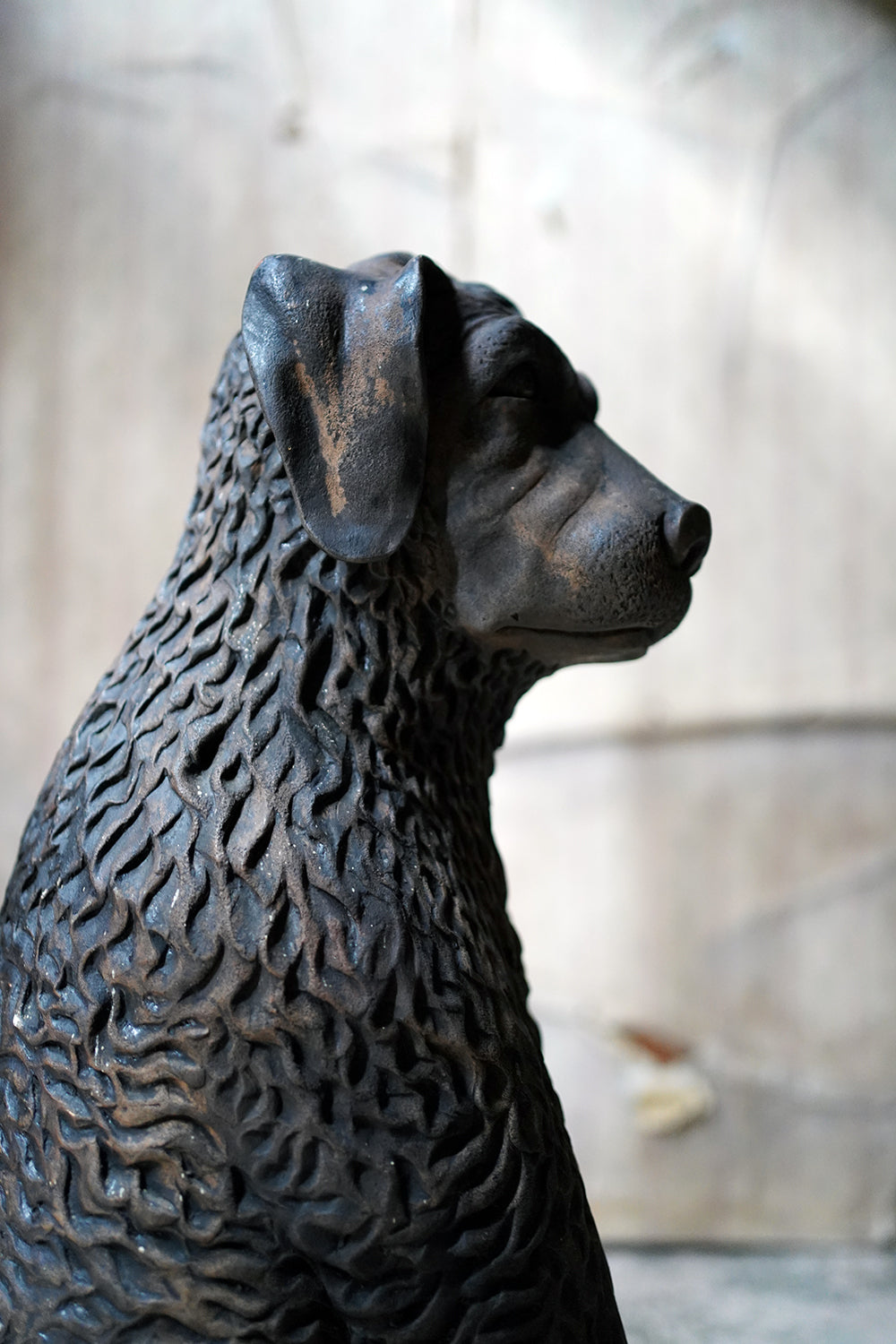 A French Animalier Bronzed Terracotta Sculpture of a Dog c.1900