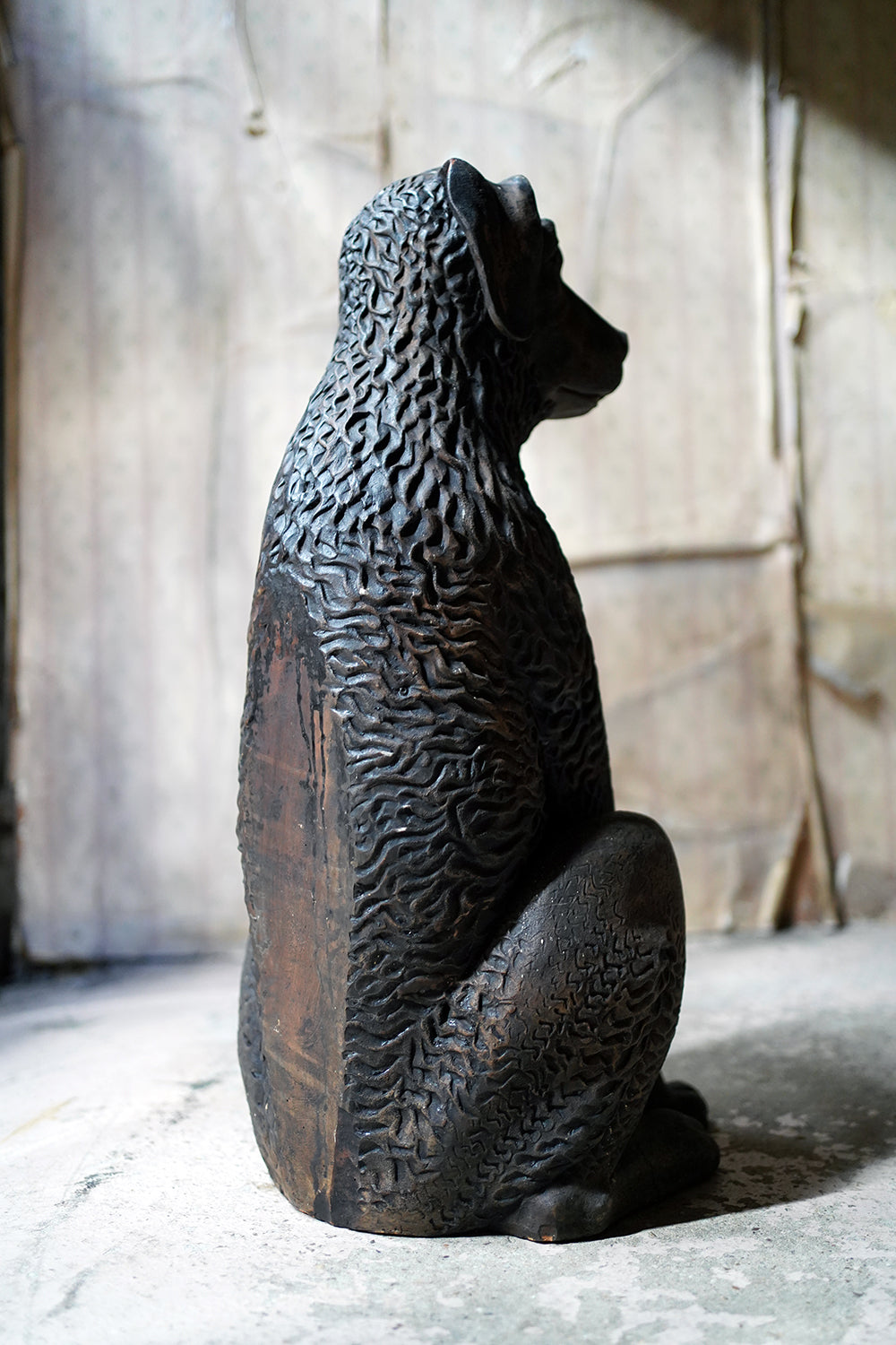 A French Animalier Bronzed Terracotta Sculpture of a Dog c.1900