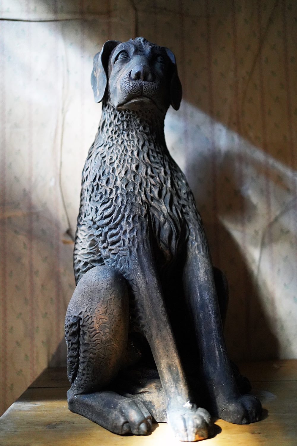 A French Animalier Bronzed Terracotta Sculpture of a Dog c.1900