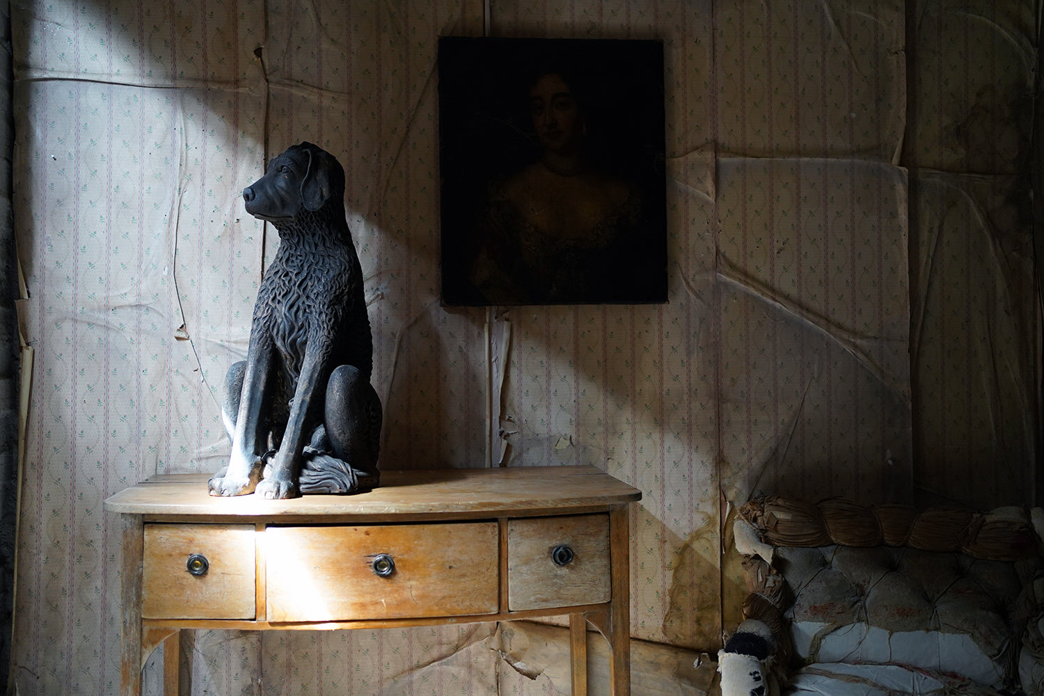 A French Animalier Bronzed Terracotta Sculpture of a Dog c.1900
