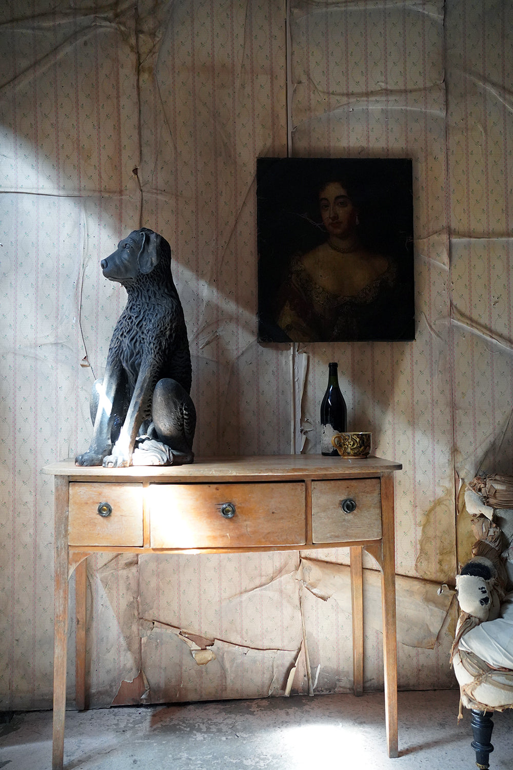 A French Animalier Bronzed Terracotta Sculpture of a Dog c.1900