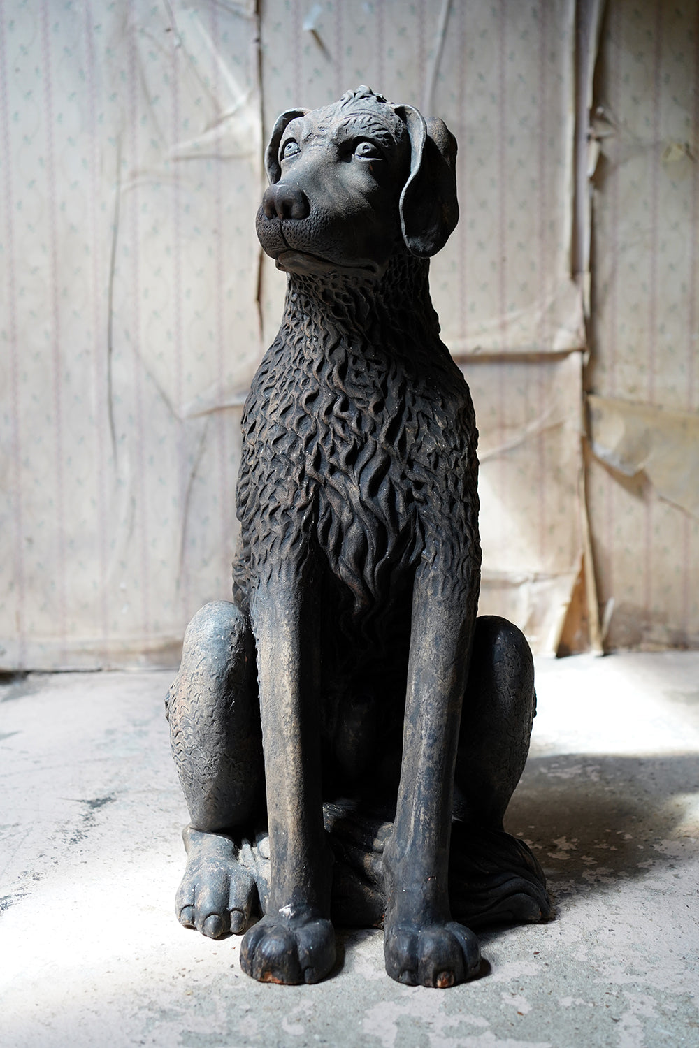 A French Animalier Bronzed Terracotta Sculpture of a Dog c.1900