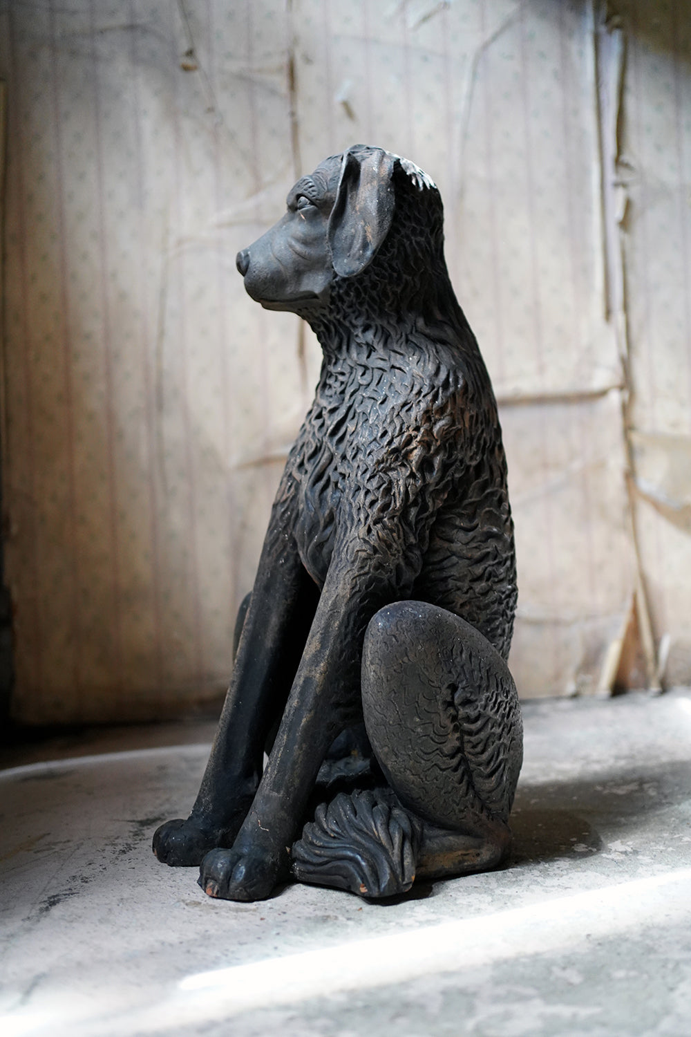 A French Animalier Bronzed Terracotta Sculpture of a Dog c.1900