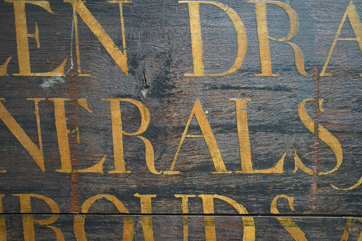 A Fragmentary Early-Victorian Painted Pine Drapers & Undertakers Sign c.1850-60