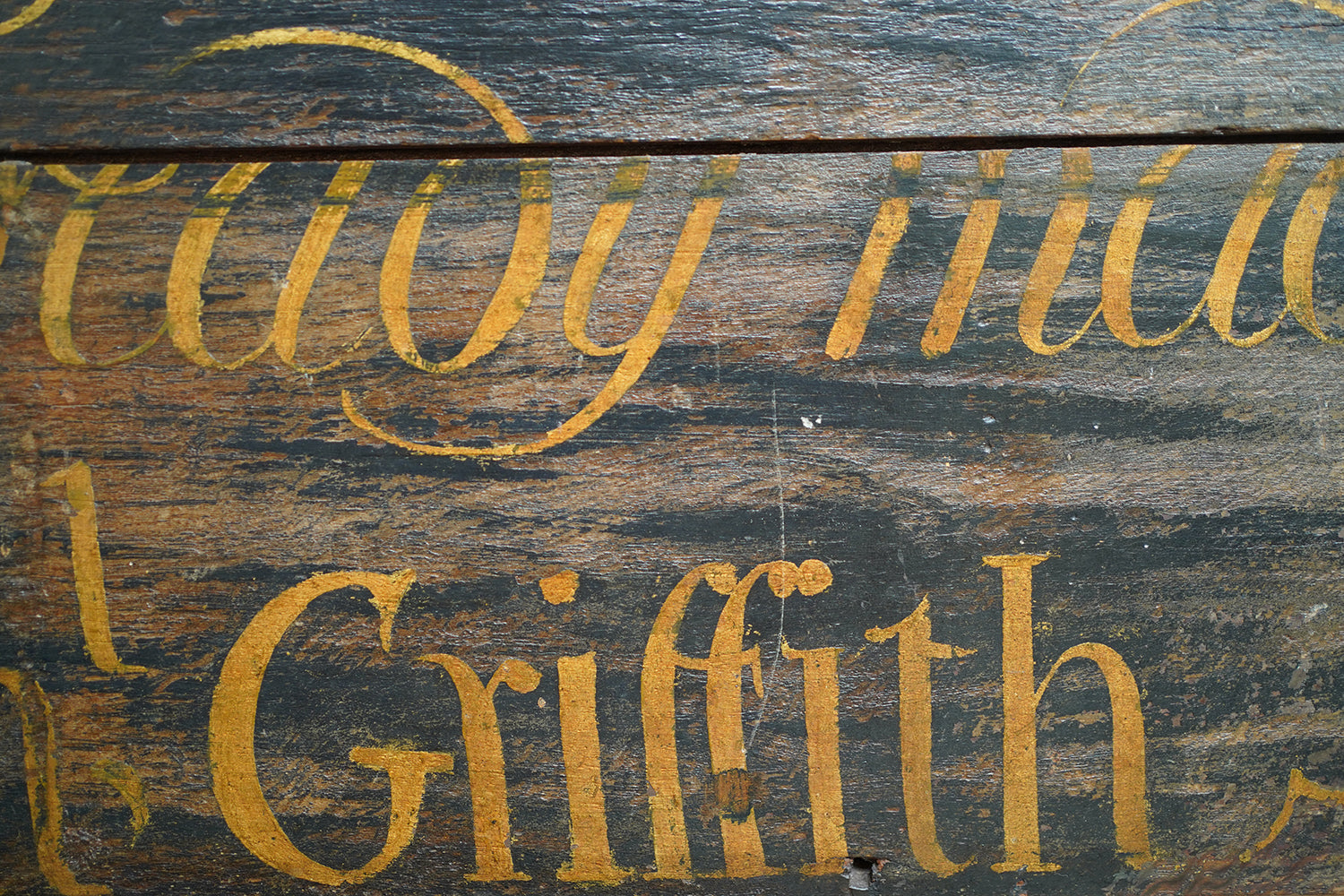 A Fragmentary Early-Victorian Painted Pine Drapers & Undertakers Sign c.1850-60