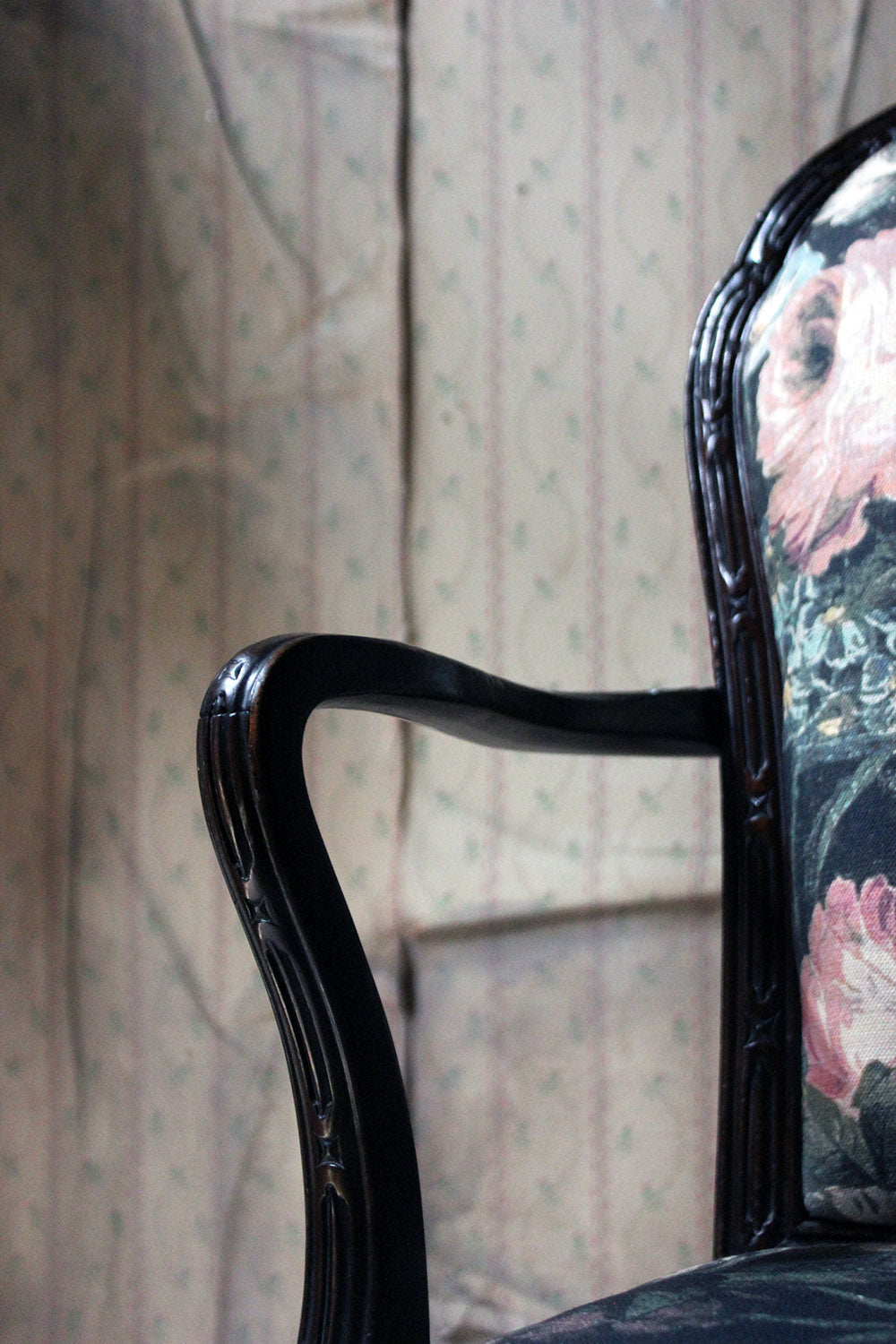 A George III Chinese Chippendale Mahogany & Upholstered Open Armchair c.1780